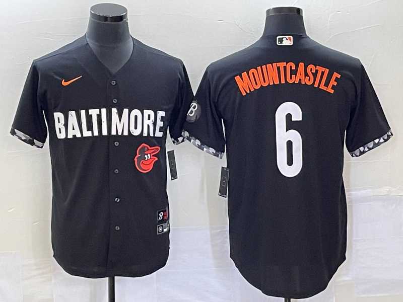 Men's Baltimore Orioles #6 Ryan Mountcastle Black 2023 City Connect Cool Base Stitched Jerseys